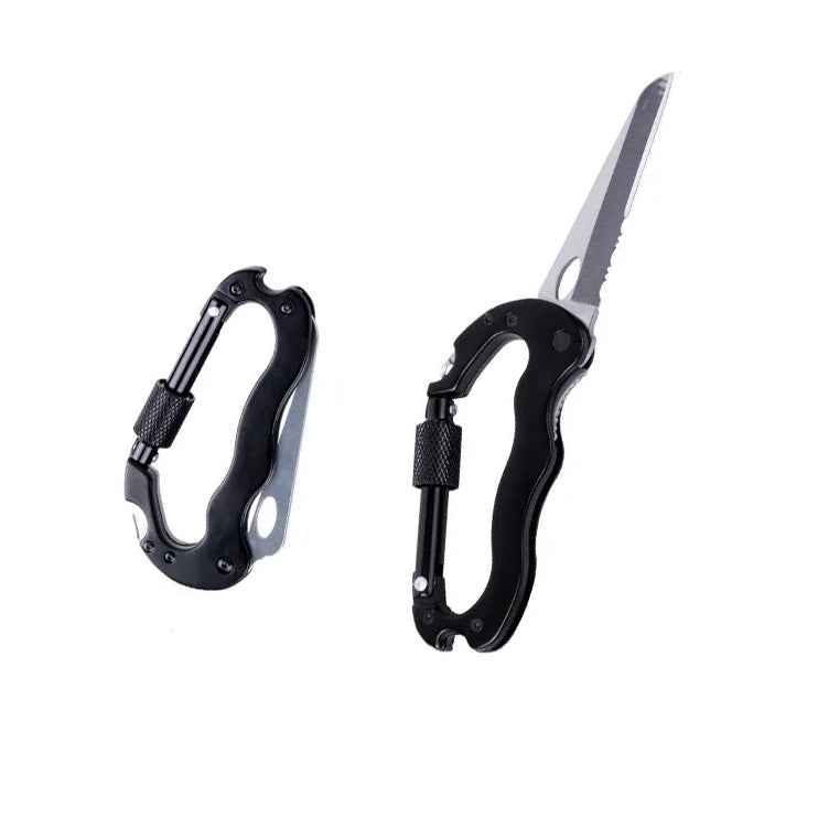 EDC Stainless Steel Mini Knife Carabiner Multitool – 6-in-1