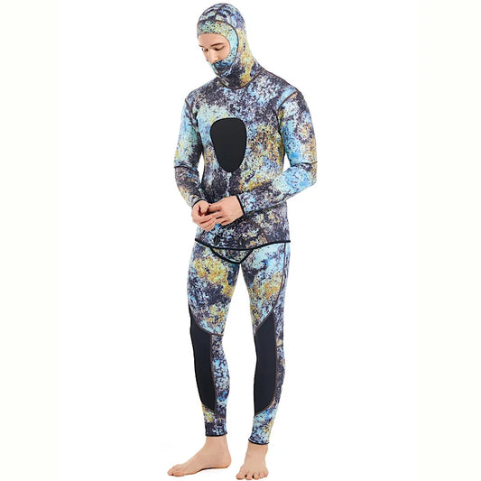 Hooded Camouflage 3MM Two-Piece Wetsuit for Diving