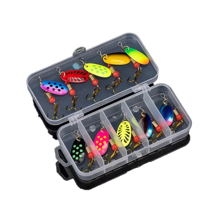 10pcs Fishing Lure Metal Spoon Spinner Kit, Premium Set