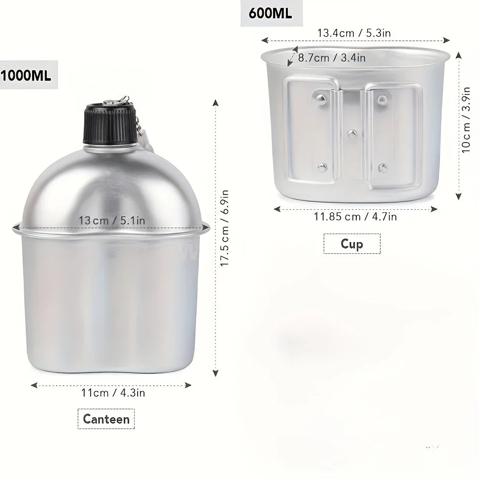 3PCS/Set Canteen Cookware: Multi-Functional Hydration and Cooking Kit for Outdoor Adventures