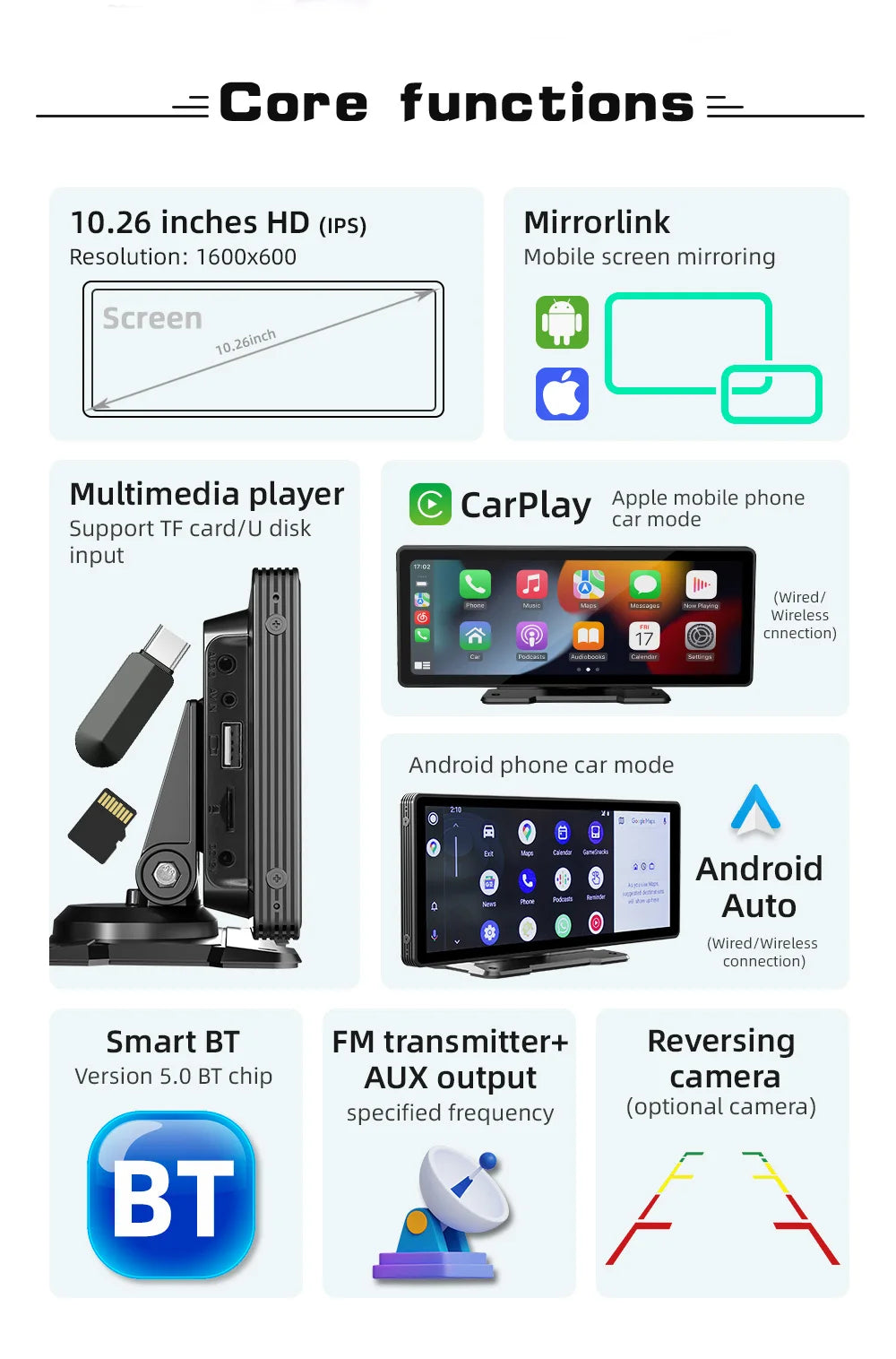 Survival Now™ 10.26-Inch Portable Wireless Car Play Screen