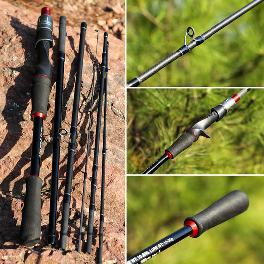 Bait Caster Fishing Rod & Reel Set, 1.8/2.1m Carbon Fiber Combo