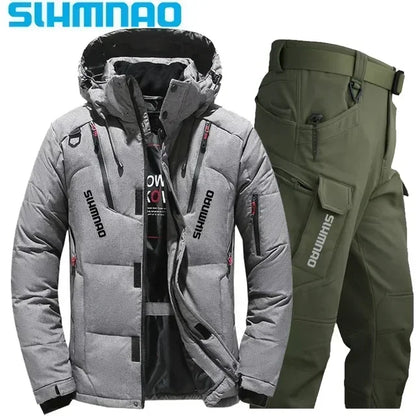 Survival Now™ Velvet Jacket & Tactical Pants Winter Outdoor Warm Fishing Suit