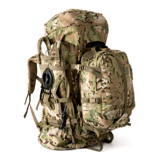 Military-Grade 70L Rucksack with Tactical Assault Pack & Hydration System – Multicam Olive