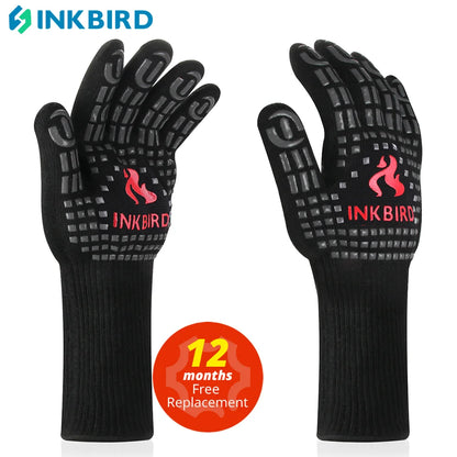 BBQ Grill Gloves: Extreme Heat Resistant Non-Slip Silicone Insulated Grill Mitts for Ultimate Cooking Safety and Performance