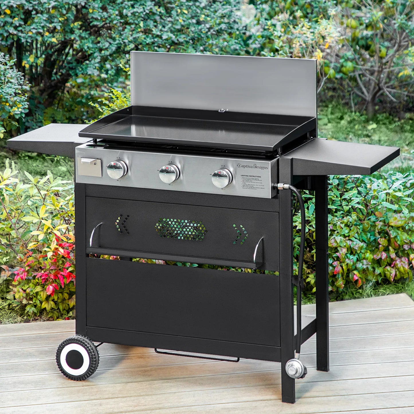 Flat Top 3-Burner Gas Griddle Grill | Propane BBQ & Table-Top Cooking Station
