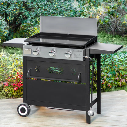 Flat Top 3-Burner Gas Griddle Grill | Propane BBQ & Table-Top Cooking Station