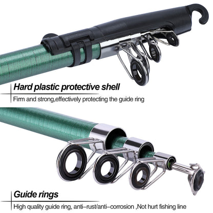 Survival Now™ Portable 1.8m Telescopic Fishing Rod and Spinning Reel Combo